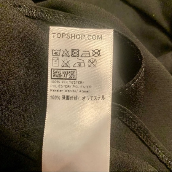 NEW TopShop Blouse 2 Black Semi Sheer V-Neck Long Sleeves Collar Button Cuffs - Picture 11 of 14